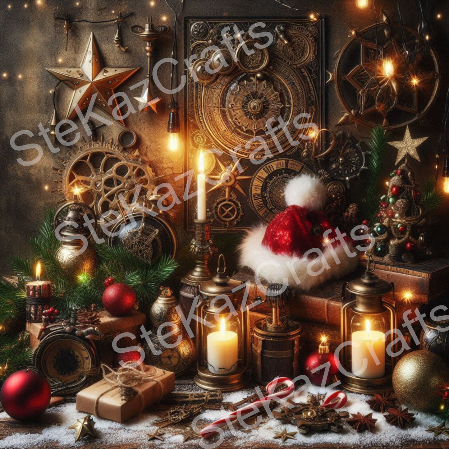 Unique Xmas papers featuring a Steam Punk theme