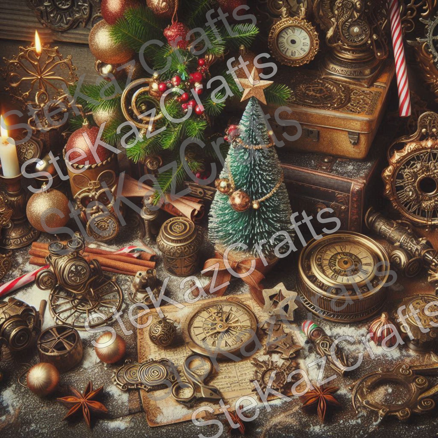 Unique Xmas papers featuring a Steam Punk theme
