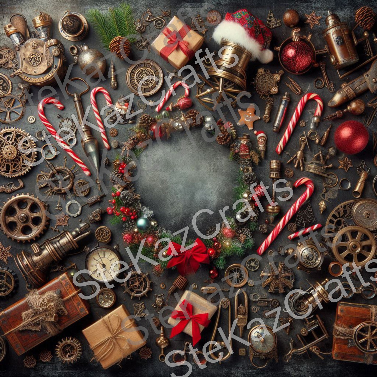 Unique Xmas papers featuring a Steam Punk theme