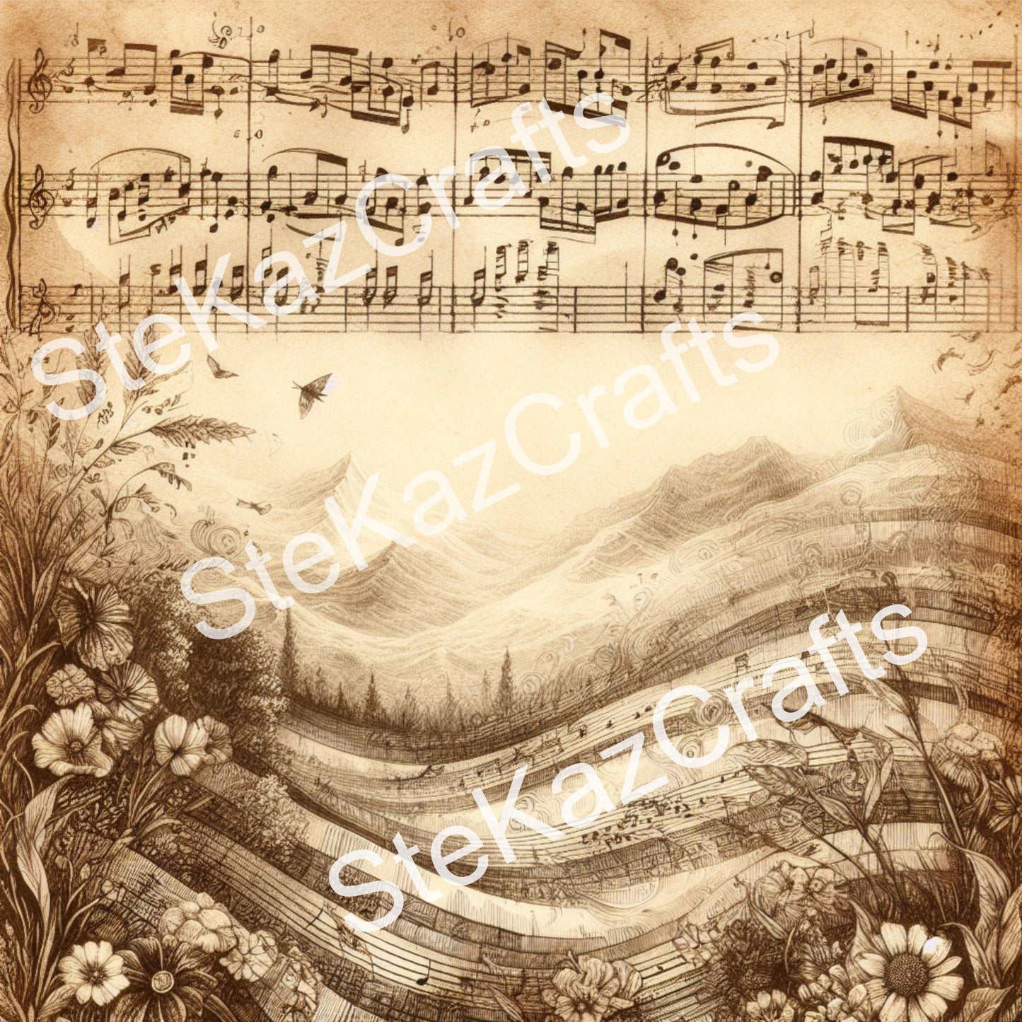 Paper pack Symphony 002: Unique papers featuring stunning music themed designs.