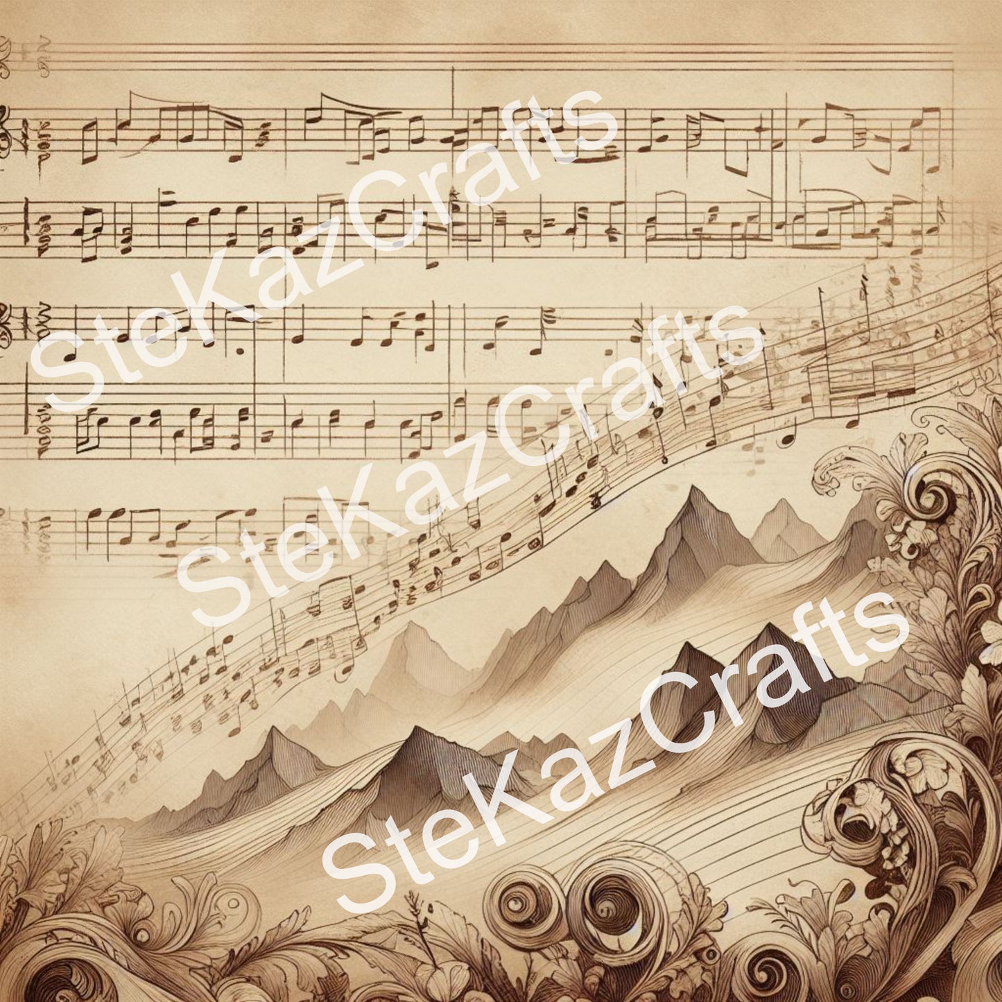 Paper pack Symphony 002: Unique papers featuring stunning music themed designs.