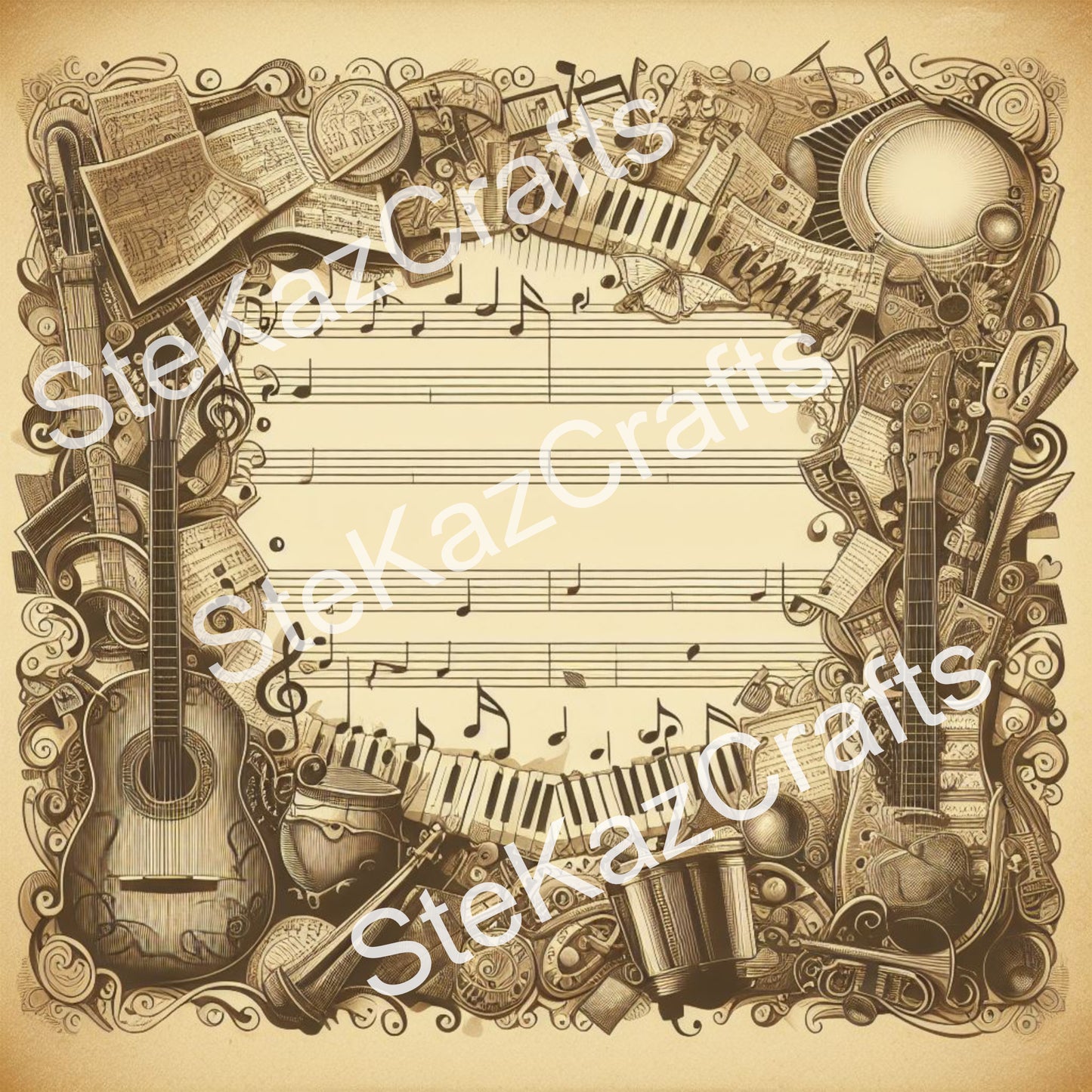 Paper pack Symphony 002: Unique papers featuring stunning music themed designs.