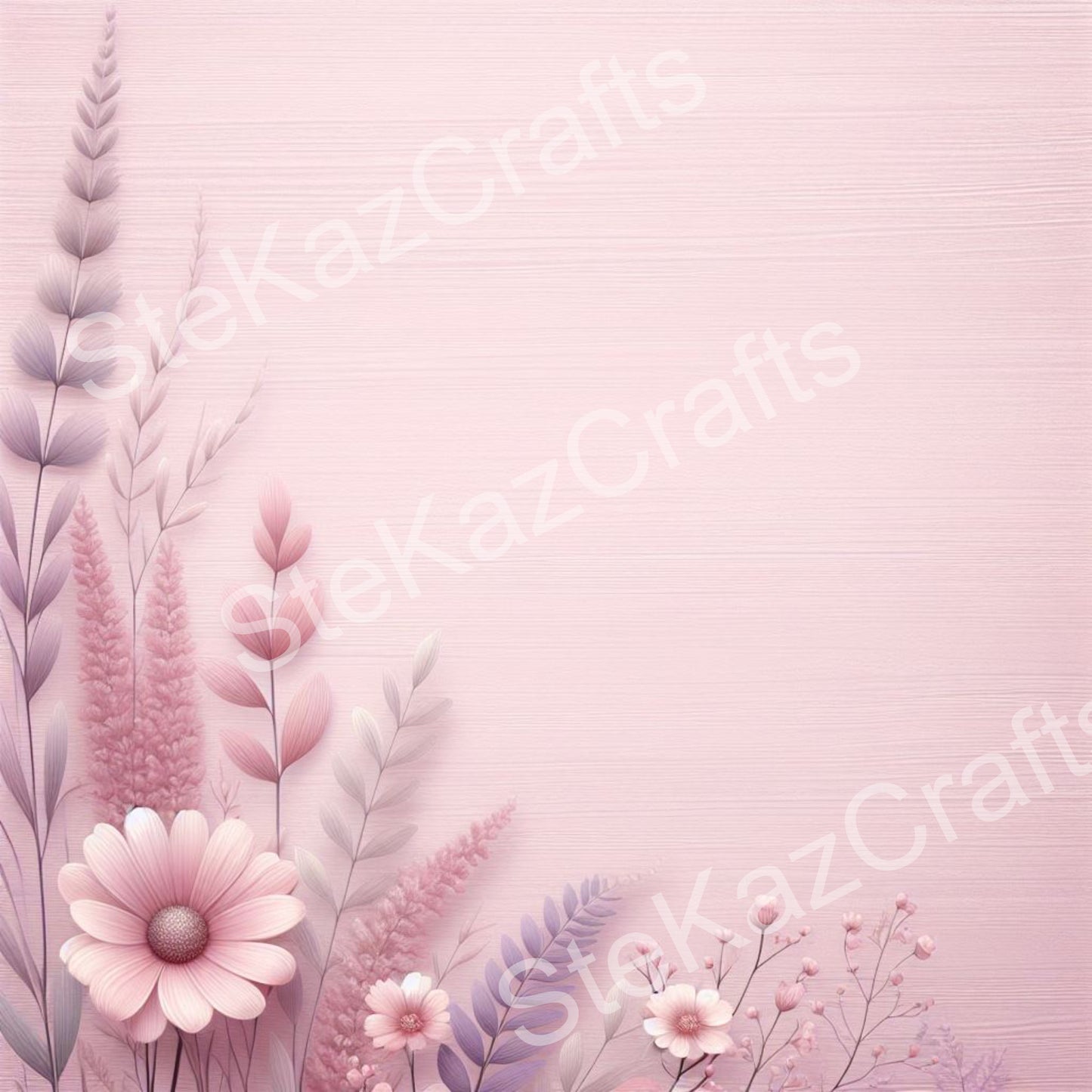 WB 002; unique stunning designs showcasing florals in shades of pinks, lilac and accents of purple
