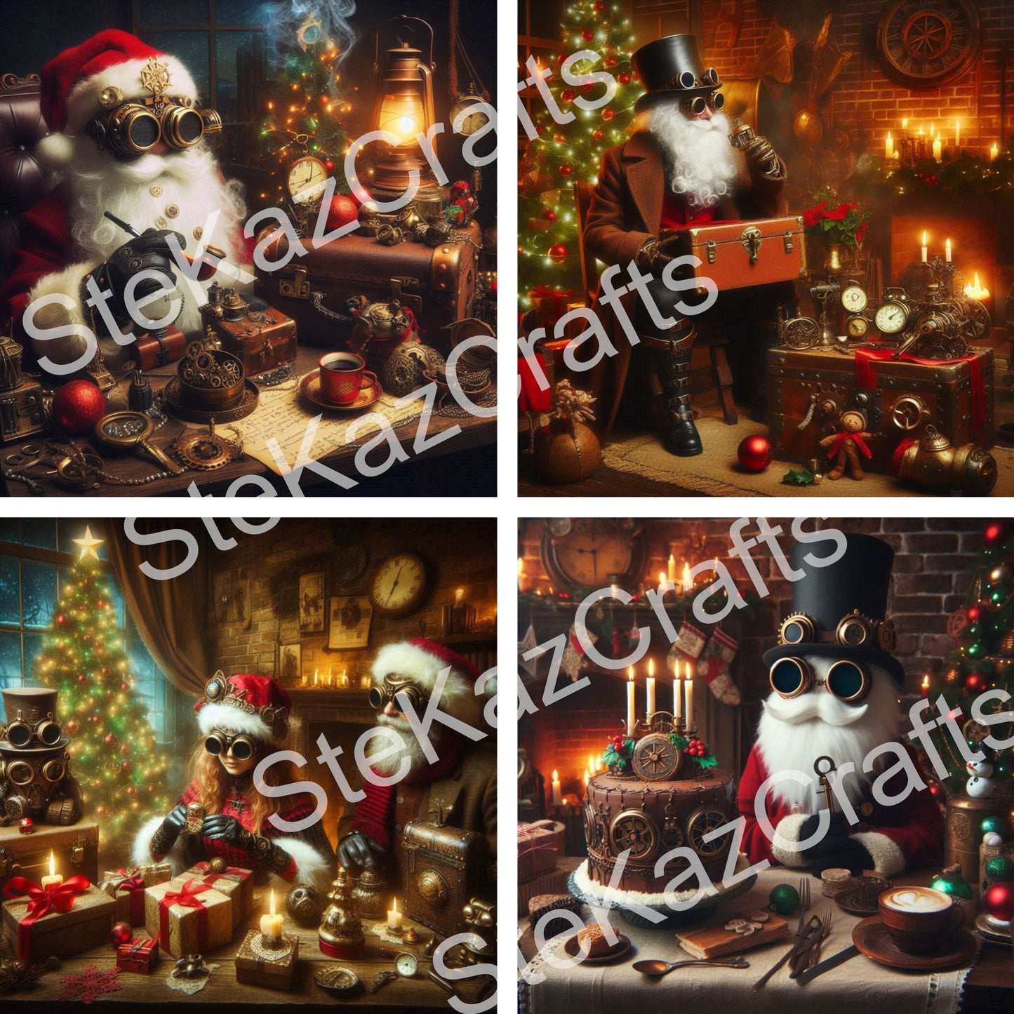 Unique Xmas papers featuring a Steam Punk theme