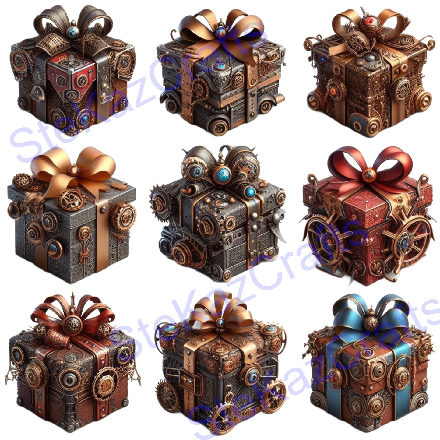 Unique Xmas papers featuring a Steam Punk theme