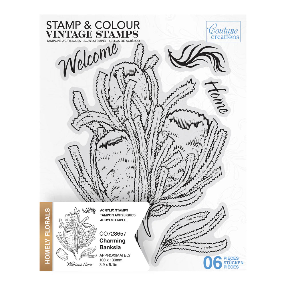 Couture Creations Stamp and Colour Stamp, Charming Banksia Set