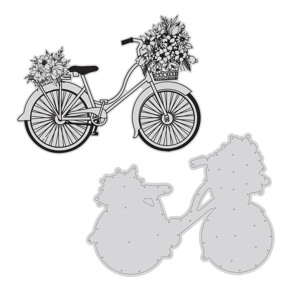 Couture Creations Stamp & Die set Floral Bike.