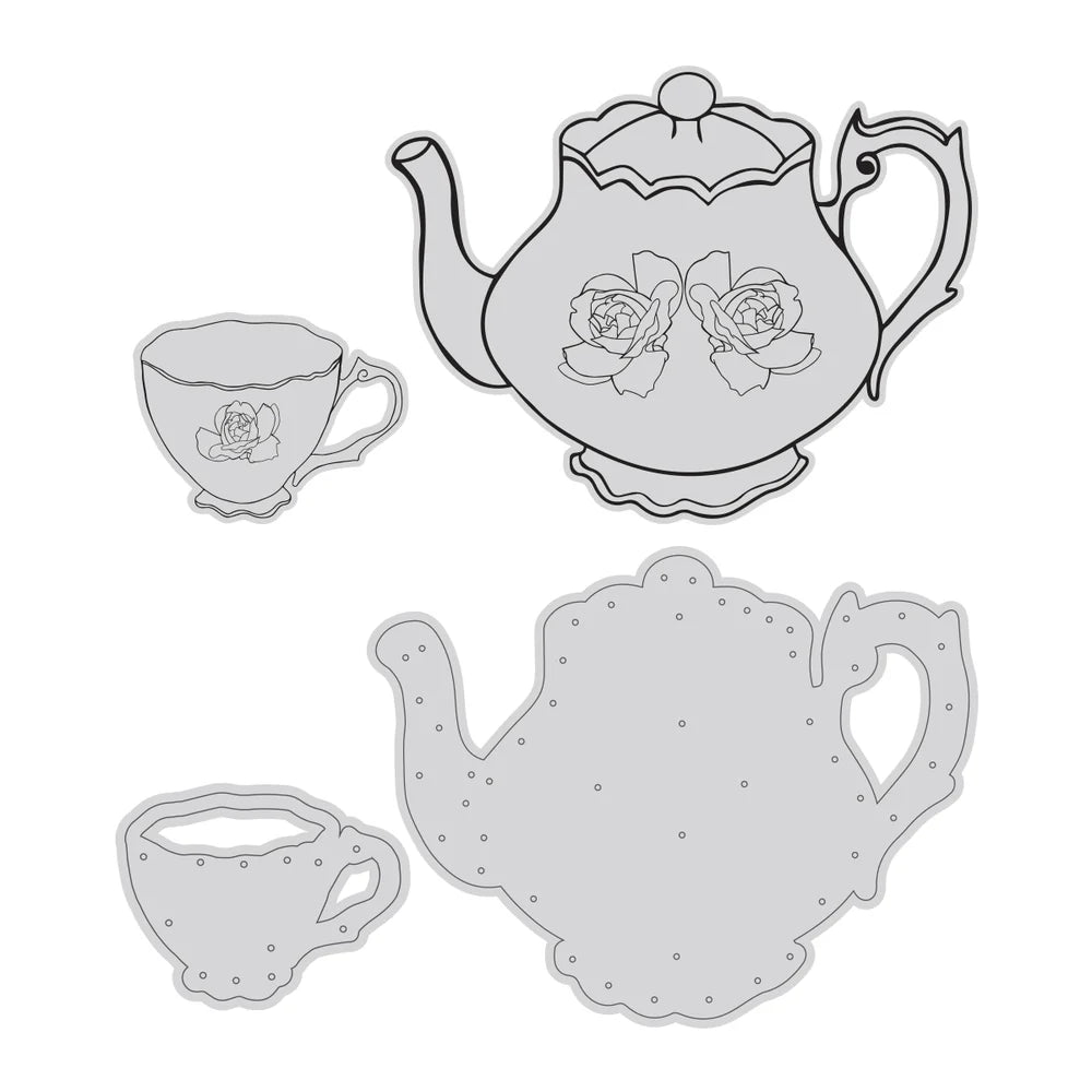 Couture Creations Stamp High Tea Pot and Cup Stamp - & Die Set