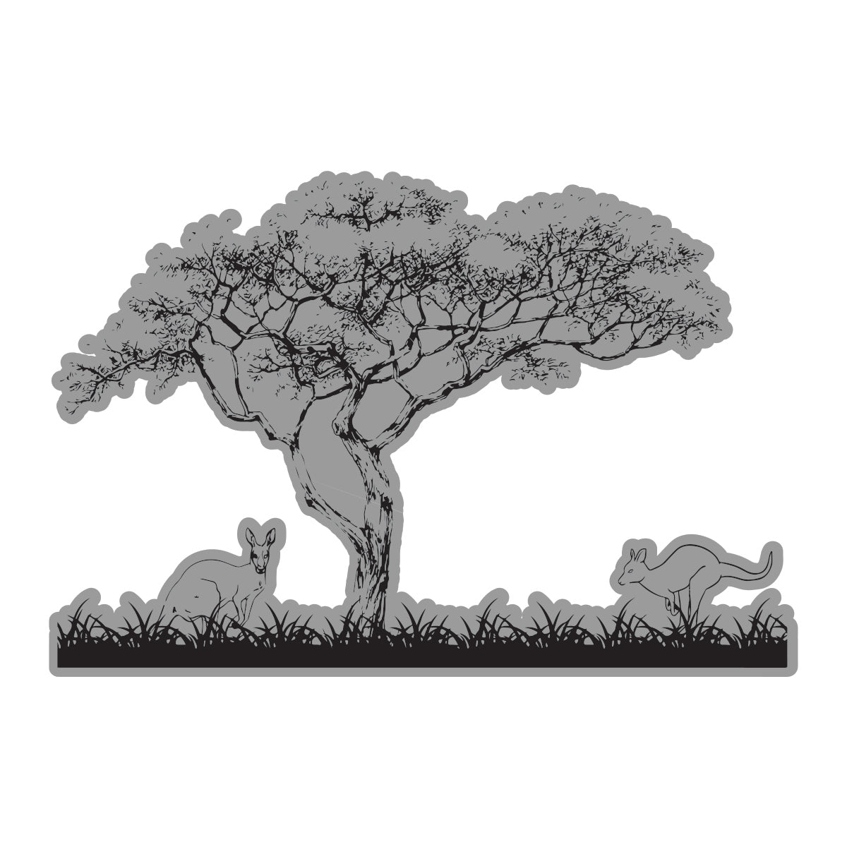 Kangaroos in the bush acrylic stamp