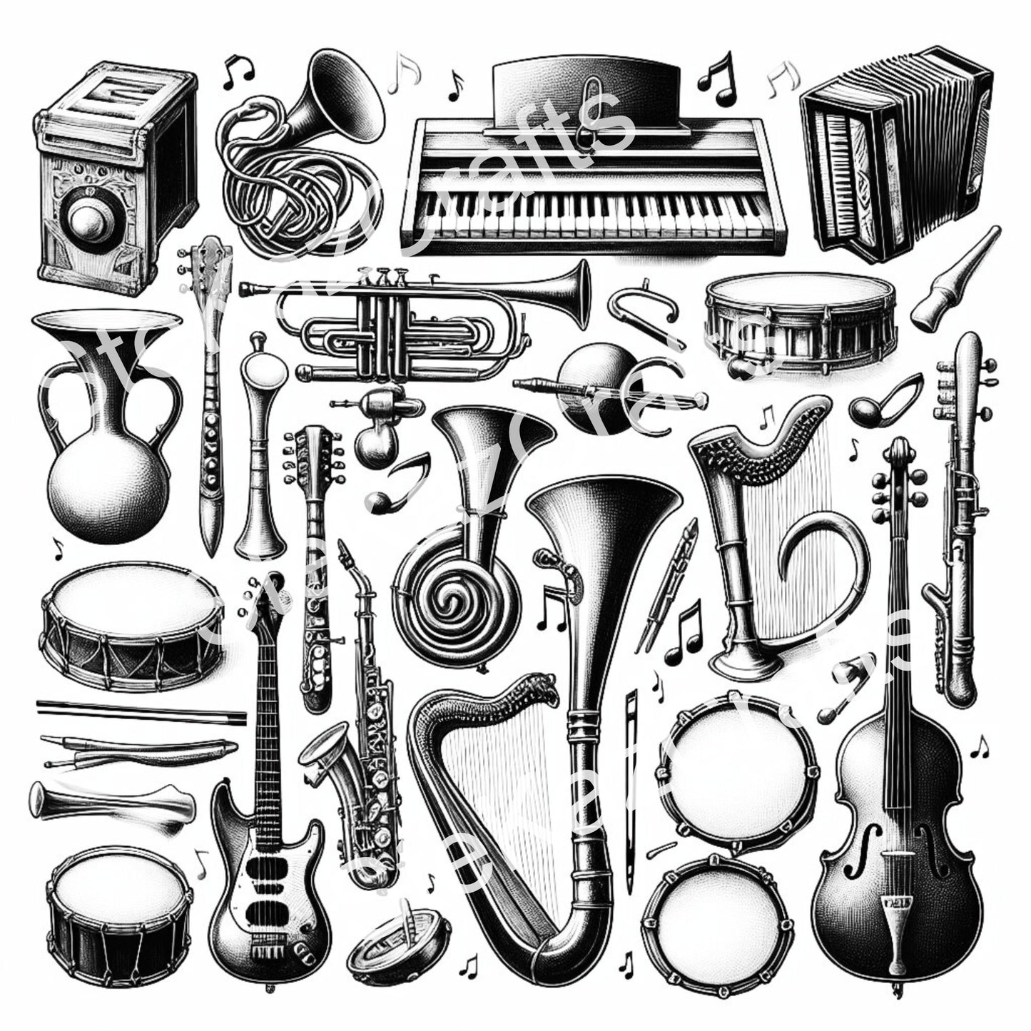 Paper pack Symphony 001: Unique papers featuring stunning music themed designs.