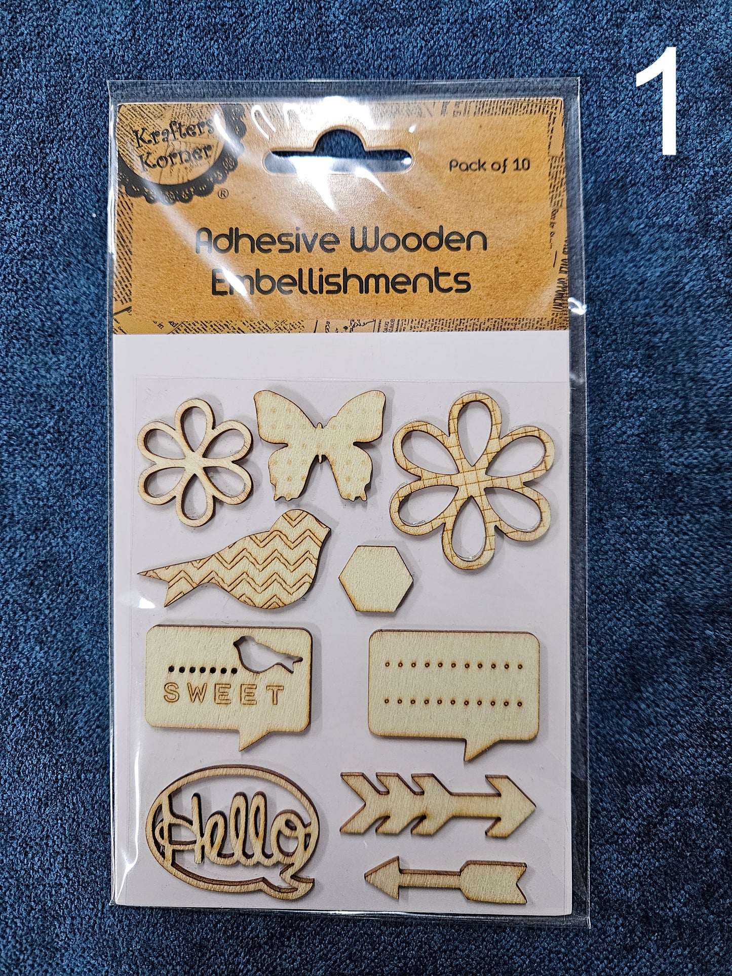 ADHESIVE WOODEN EMBELLISHMENTS