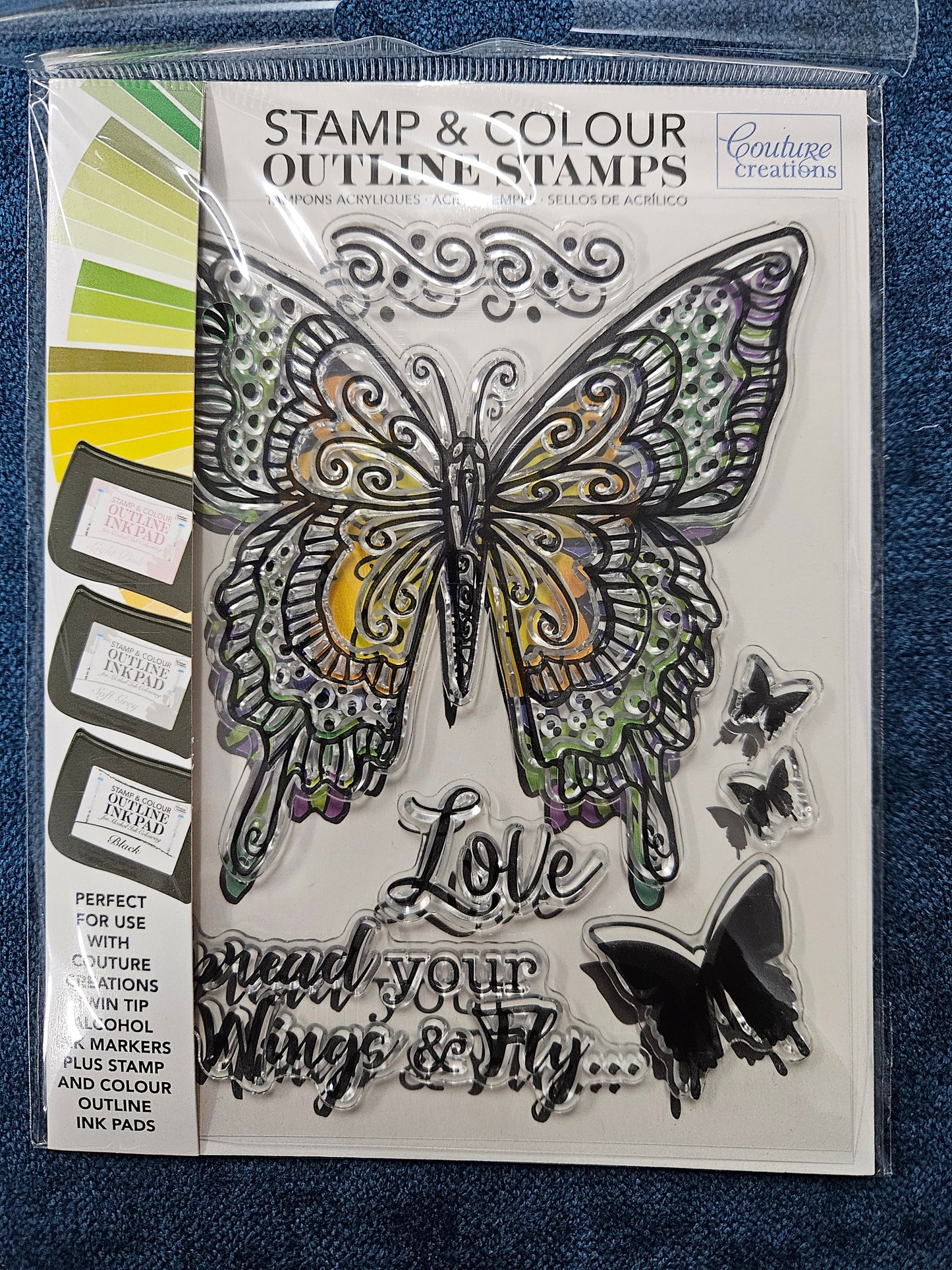 Couture Creations Stamp and Colour Stamp, Spread Your Wings Butterfly