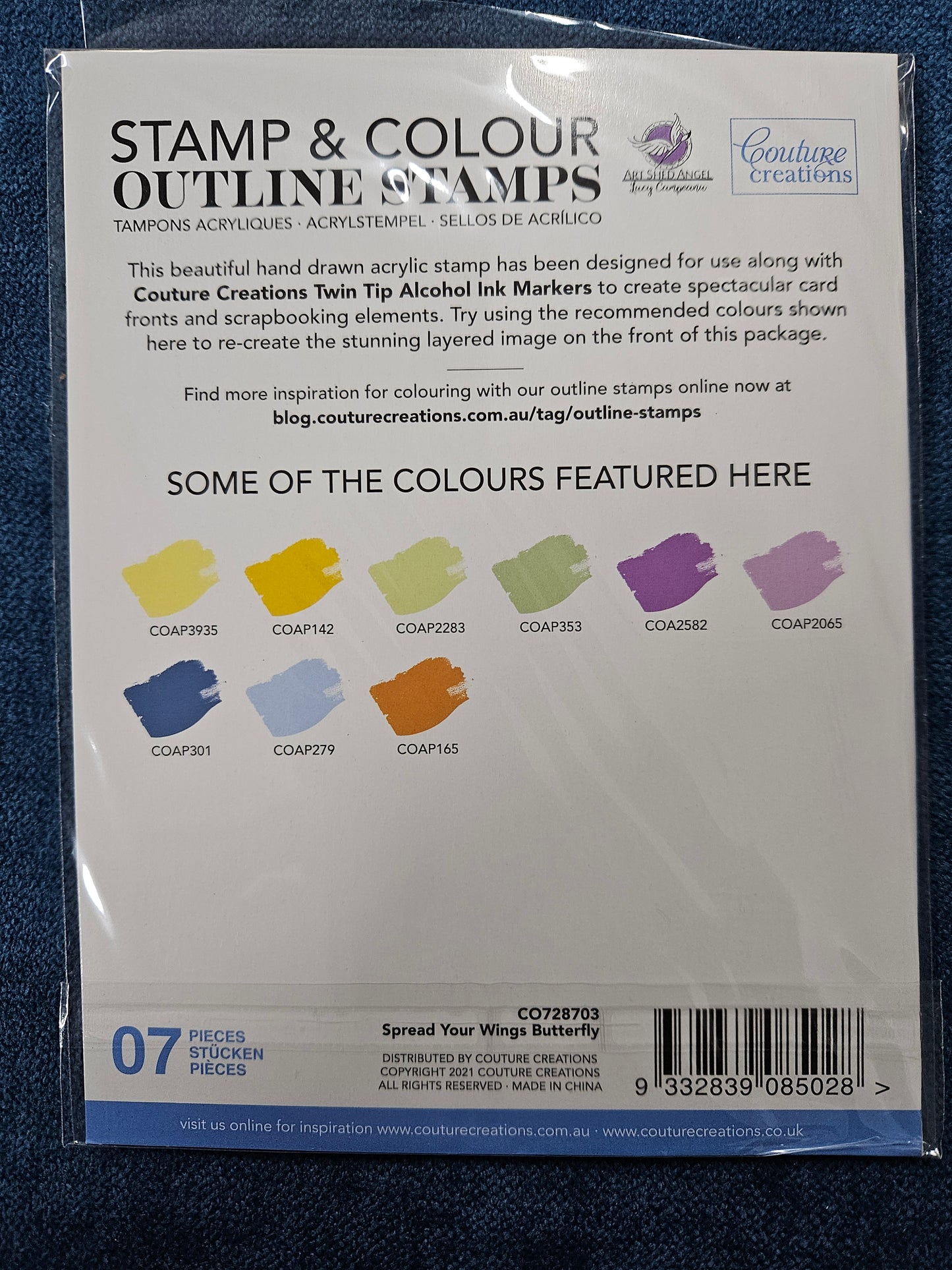 Couture Creations Stamp and Colour Stamp, Spread Your Wings Butterfly