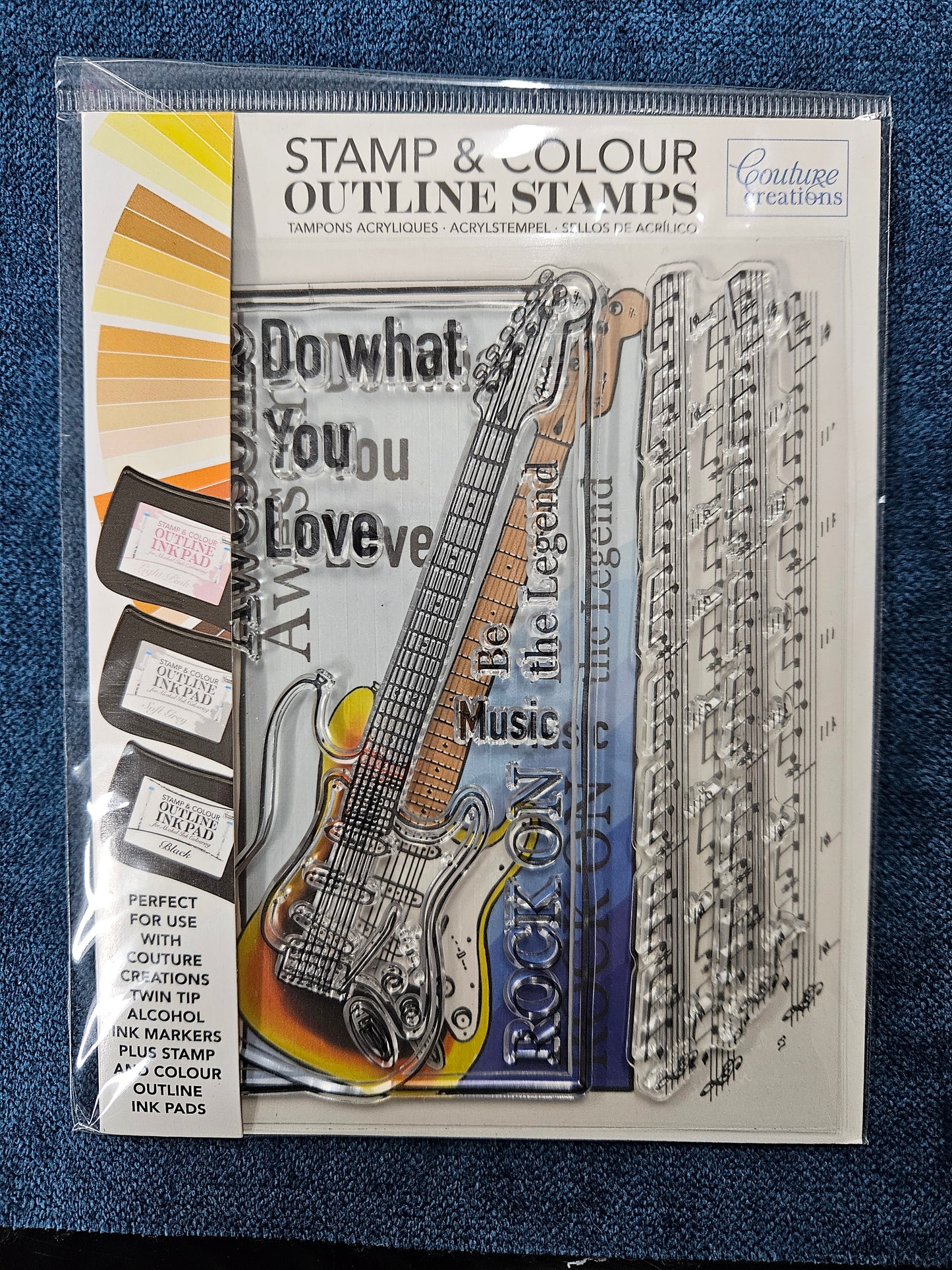 Couture Creations Stamp and Colour Stamp Framed Guitar