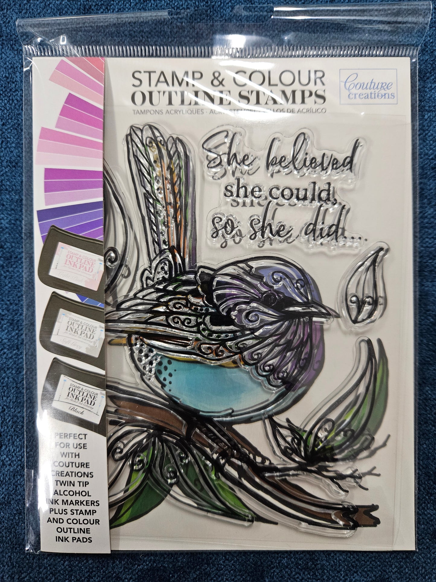 Couture Creations Stamp & Colour Outline Stamps - She Believed