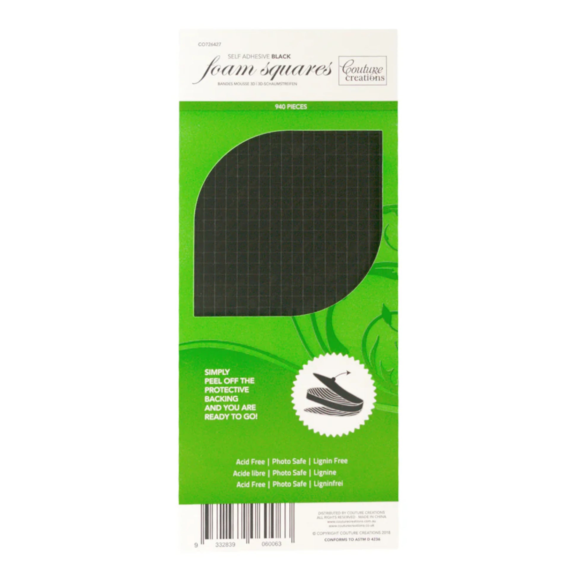 Adhesive - 3D Foam - Black - Squares